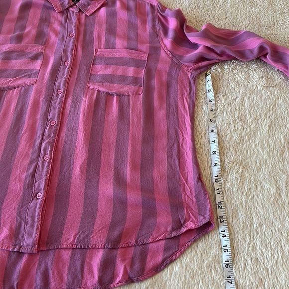 Ana pink and purple striped button up blouse - Picture 14 of 16